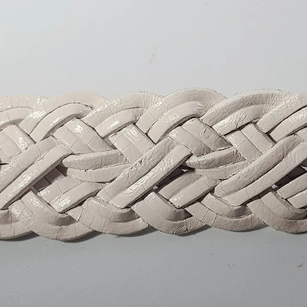 Vintage 80's White Leather Braided Belt Size Medium